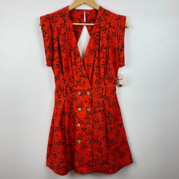 NWT Free People Into Town Red Printed Mini Dress - Picture 3 of 5